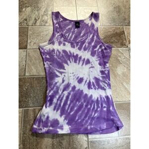 Point Sportswear Tie Dye Tank Top Purple White Ribbed Cotton Size L‎
